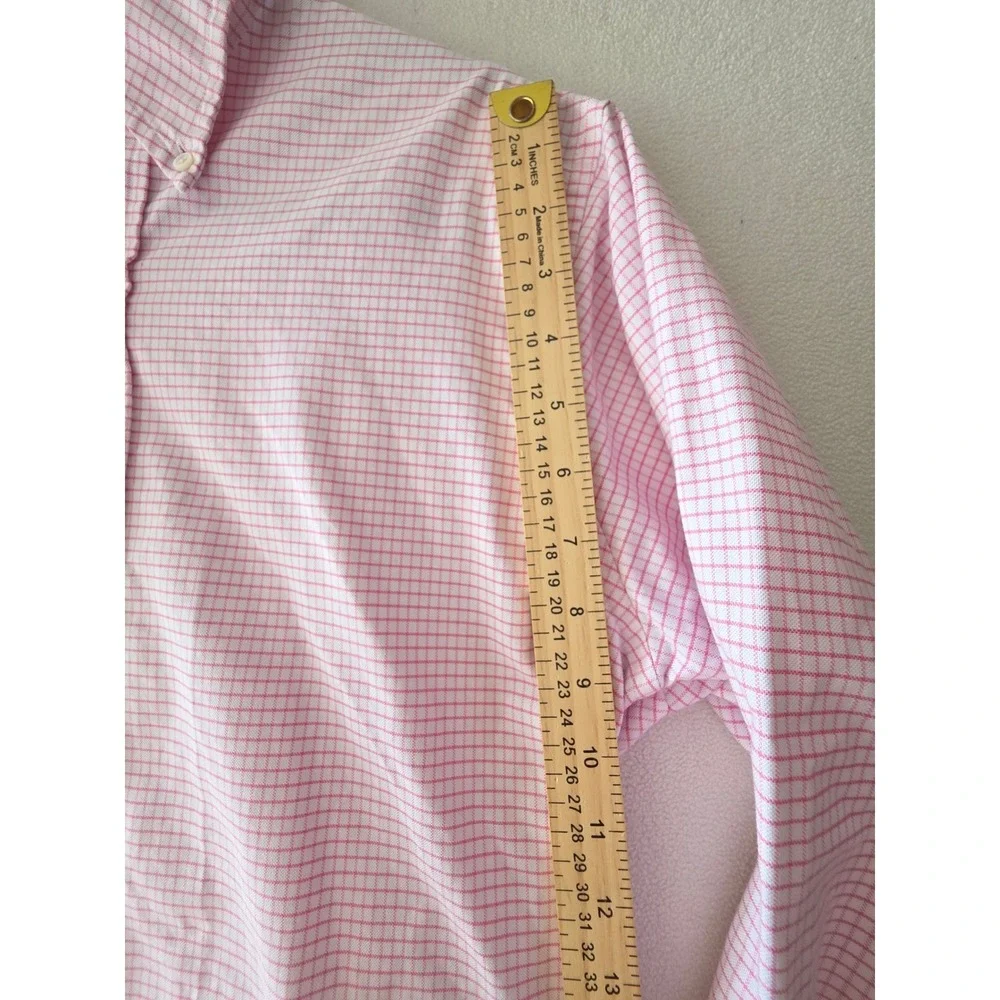 Brooks Brothers Makers Regent Pink Check Button Down Shirt Mens 15.5 32 USA